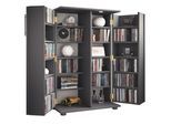 Media-Regal VCM "Holz Schrank CD DVD Regal abschließbar Engalo XL", schwarz (anthrazit), B:60cm T:31cm, Regale