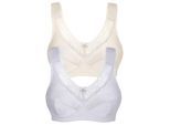 Entlastungs-BH SUSA "2er Pack Entlastungs BH ohne Bügel Basic", Damen, Gr. 80, Cup C, bunt (puder weiß), Obermaterial: 55% Polyamid PA. 39% Baumwolle CO. 6% Elasthan EL., BHs Entlastungs-BH