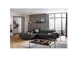 Ecksofa W.SCHILLIG "piedroo, Designsofa mit tollem Sitzkomfort, bequem und elegant, L-Form", grau (anthrazit s37), B:303cm H:70cm T:193cm, Stoff S37 (100% Polyester): Luxus-Microfaser in Lederoptik, Sofas, Ecksofa, Kopfteilverstellung, wahlweise mit Sitztiefenverstellung, Breite 303cm