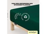 Spannbettlaken SCHLAFGUT "EASY Jersey Elasthan Boxspring", grün (grün deep), 1 Stk., Jersey, 120-130x200-220 40cm, Jersey, Obermaterial: 95% Baumwolle, 5% Elasthan, Bettlaken, Spannbettlaken, MADE IN GREEN by OEKO-TEX