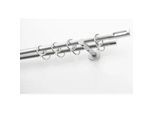 Gardinenstange GARESA "EASY", silber (silberfarben), B:65cm L:160cm Ø:20mm, Aluminium, Gardinenstangen, Vorhanggarnitur, verlängerbar, Endk. M. Ausschnitt, Alu, m. Ringe