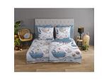 Wendebettwäsche GOOD MORNING "Maritim", blau, B/L: 135cm x 200cm, 1 Stk., 1 Stk., Renforcé, B/L: 80cm x 80cm, 2 Stk., Renforcé, Obermaterial: 100% Baumwolle, Bettwäsche, Wendebettwäsche, Baumwolle, Renforcé, 135x200, Reißverschluss, Wendeoptik, Maritim Blau