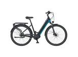 E-Bike PROPHETE "Geniesser 5.8" Gr. 48, schwarz (schwarz, blau, schwarz), Elektrofahrräder, 48cm, 28 Zoll (71,12cm), Pedelec, Elektrofahrrad für Damen und Herren, Topseller