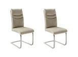 Freischwinger MCA FURNITURE "Gibara Schwingstuhl 2er Set", creme, edelstahl gebürstet, silberfarben, edelstahl gebürstet, B:46cm H:105cm T:62cm, Polyester, Stühle, Freischwinger, Esszimmerstuhl,Nosag Federung im Sitz,Flachrohr,Belastbarkeit 140 kg