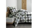 Bettwäsche JANINE "Mako-Satin87106 06", grün, B/L: 240cm x 220cm, 1 Stk., 2 Stk., Mako-Satin, B/L: 80cm x 80cm & 80cm x 80cm, Mako-Satin, Obermaterial: 100% Baumwolle, Bettwäsche, Bettwäsche, mit Reissverschluss
