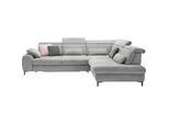 Ecksofa "SO 3400 Sitzhöhe 47cm oder 49cm, Sitztiefe verstellbar, B/T 317/220 cm", grau (famosa grau), B:317cm H:84cm T:220cm, 100% Polyester, SET ONE BY MUSTERRING, Sofas, Ecksofa, Kaltschaumpolsterung, Flachgewebe, whlw. mit Funktionen, Sitzhöhe 47