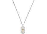 Kette mit Anhänger AMOR "Kreuz-Motiv", edelstahlfarben, gelbgoldfarben, Halsketten, Herren, Edelstahl, L: 55 B: 3mm, B:3mm