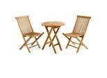 Garten-Essgruppe VCM "3-tlg. Sitzgruppe Garten Tisch Stuhl Holz Teak", braun (braun,), Obermaterial: 100% Sonstiges Material (Ananasfaser) AM_PF ., Sitzmöbel-Sets