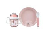 Kindergeschirr-Set MEPAL "Babygeschirr Mio 3er Set", rosa (flowers, butterflies), Kunststoff, Geschirr-Sets