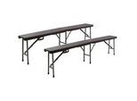 Gartentisch VCM "2er Set Klappbank Campingbank 180 cm braun", braun, Tische, Gartentisch