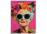 Wandbild ARTLAND "Wild und fabelhaft, Frau mit Blumenkranz", farbe bild(er): farbig, B:90cm H:120cm, Bilder, als Alubild, Leinwandbild, Poster, Wandaufkleber in verschied. Größen