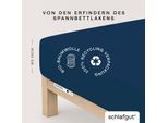 Spannbettlaken SCHLAFGUT "CASUAL Bettlaken 100% gekämmte Bio-Baumwolle, 150 g/m², Spannbetttuch", blau (blau deep), L:200cm, Jersey, Obermaterial: 100% Baumwolle, Bettlaken, Spannbettlaken, Bettlaken bis 25 cm Höhe, langlebig, weich, Antipilling-Ausrüstung