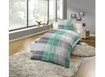 Bettwäsche KINZLER "Bettwäsche Polycotton Flanell Bettwäsche", mint, B/L: 135cm x 200cm, 1 Stk., 1 Stk., Polycotton, B/L: 80cm x 80cm, 2 tlg., Polycotton, Obermaterial: 65% Baumwolle, 35% Polyester, Bettwäsche, Bettwäsche, besonders weich, verschiedene Karo Muster