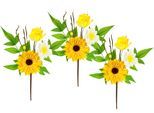 Kunstzweig I.GE.A. "Dekozweig Gerbera Margeriten", gelb, B:14cm H:24cm L:6cm, Polyester, Kunstpflanzen, Kunstzweig, 3er Set Zweig Einzelblumen Kunstblumen Blumen Dekozweige