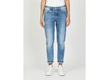 Relax-fit-Jeans GANG "GANG Jeans Relaxed Fit 94AMELIE CROPPED", Damen, Gr. 30, Einheitsgröße, denim blau, Stoff, 90% Baumwolle, 4% Elasthan, 6% Polyester, Jeans