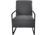 Cocktailsessel K+W KOMFORT & WOHNEN, grau (asphalt), B:62cm H:77cm T:83cm, Sessel, Cocktailsessel, mit bezogenen Armlehnen, Gestell in Metall schwarz Struktur