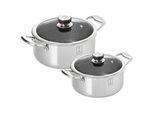 Topf-Set HENSSLERS, silber, Töpfe, 3-Schicht Material mit Wabenstruktur, Induktion, 2,8L und 5,0L