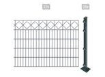 Doppelstabmattenzaun ARVOTEC "EASY 100 zum Aufschrauben "Karo" mit Zierleiste", grau (anthrazit), H:100cm, Kunststoff, Stahl, Zaunelemente, Zaunhöhe 100 cm, Zaunlänge 2 - 60 m