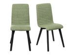 4-Fußstuhl HOME AFFAIRE "Arosa Esszimmerstuhl, Polsterstuhl, Küchenstuhl, Speisestuhl, Essstuhl", grün (hellgrün, schwarz), B:49,5cm H:90,5cm T:58cm, Holzwerkstoff, Massivholz, Polyester, Stühle, 2er-Set, Beine aus Massivholz Eiche oder Buche, mit gestepptem Stoff
