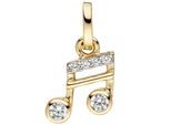 Kettenanhänger JOBO "Anhänger Musiknote 11,1 mm", gold (gelbgold 333, weiß), Schmuckanhänger, Damen, Gelbgold 333, Kettenanhänger, 8 Karat 333 Gold mit 6 Zirkonia