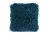 Dekokissen PAD "Glory", petrol, unifarben, B:40cm L:40cm, Lammfell, Polyester, Dekokissen_Sitzkissen_Kissenhüllen, Echtfell