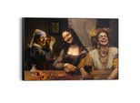 Wandbild REINDERS "Girls Night Out", braun (farbe bild(er): braun), B:90cm H:60cm T:3cm, Bilder, Wandbild, Home Office - Perlenmädchen - Mona Lisa - Frida Kahlo - Braun - MDF