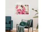 Bild QUEENCE "Ruth", rosa (farbe rahmen: weiß, farbe bild(er): rosa), B:70cm H:50cm, Acrylglas, Holz, Papier, Bilder, Bild, HD Premium Poster-Druck inkl. Holzrahmen