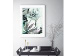 Bild QUEENCE "Christa", grau (farbe rahmen: weiß, farbe bild(er): grau), B:50cm H:60cm, Acrylglas, Holz, Papier, Bilder, Bild, Rose, gerahmt