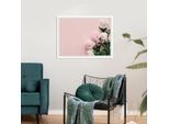 Bild QUEENCE "Gunda", rosa (farbe rahmen: weiß, farbe bild(er): rosa), B:60cm H:50cm, Acrylglas, Holz, Papier, Bilder, Bild, Rosen, gerahmt