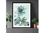 Bild QUEENCE "Christel", blau (farbe rahmen: schwarz, farbe bild(er): blau), B:30cm H:40cm, Acrylglas, Holz, Papier, Bilder, Bild, gerahmt, Rose
