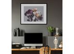 Bild QUEENCE "Vesna", lila (farbe rahmen: schwarz, farbe bild(er): lila), B:50cm H:40cm, Acrylglas, Holz, Papier, Bilder, Bild, HD Premium Poster-Druck inkl. Holzrahmen