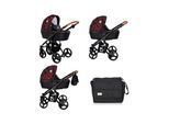 Lorelli Kombikinderwagen Rimini 2 in 1 Tragewanne Sportsitz Wickeltasche faltbar rot-schwarz