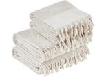 Handtuch Set DONE. "Provence Bohéme", beige, 4 Stk., Walkfrottier, Walkfrottier, Obermaterial: 100% Baumwolle, Handtücher, Handtuch Set, Uni Farben, Boho-Style, Borte, verschiedene Set Varianten erhältlich