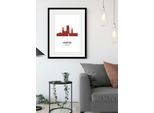 Bild QUEENCE "Hamburg Color Splash", rot (farbe rahmen: schwarz, farbe bild(er): rot), B:50cm H:70cm, Acrylglas, Holz, Papier, Bilder, Bild, HD Premium Poster-Druck inkl. Holzrahmen
