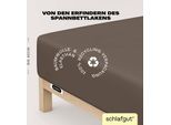 Spannbettlaken SCHLAFGUT "EASY Jersey Elasthan Boxspring", beige (sand deep), 1 Stk., Jersey, 120-130x200-220 40cm, Jersey, Obermaterial: 95% Baumwolle, 5% Elasthan, Bettlaken, Spannbettlaken, MADE IN GREEN by OEKO-TEX