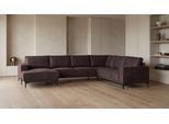 Wohnlandschaft OTTO HOME "OLAND U-Form, XXL, B: 342 cm, Skandi-Design", braun (dunkelbraun), B:342cm H:85cm T:260cm, 100% Polyester, Sofas, Wohnlandschaft, Skandi-Design in Struktur, Flachgewebe, Luxus-Microfaser, Boucle