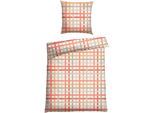 Bettwäsche SCHIESSER "Luiza aus weicher Baumwolle mit hübschem Karomuster", orange (aprico), B/L: 155cm x 220cm, 1 Stk., 1 Stk., Renforcé, B/L:, 2 Stk., Renforcé, Obermaterial: 100% Baumwolle, Bettwäsche, Bettwäsche, MADE IN GREEN by OEKO-TEX