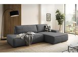 Ecksofa HOME AFFAIRE "SHERWOOD, Schlafsofa in L-Form offen (275cm), Cord, Leinenoptik", grau (anthrazit), B:275cm H:85cm T:167cm, 100% Polyester, Sofas, Ecksofa, Schlaffunktion und Bettkasten, Kedernaht, hoher Sitz- & Liegekomfort