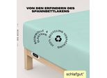 Spannbettlaken SCHLAFGUT "EASY Jersey Elasthan Boxspring", blau (petrol light), 1 Stk., Jersey, 90-100x200-220 40cm, Jersey, Obermaterial: 95% Baumwolle, 5% Elasthan, Bettlaken, Spannbettlaken, MADE IN GREEN by OEKO-TEX
