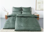 Bettwäsche "Leonore", grün, B/L: 155cm x 220cm, 1 Stk., 1 Stk., Mako-Satin, B/L: 80cm x 80cm, 2 Stk., Mako-Satin, Obermaterial: 100% Baumwolle, LEGER HOME BY LENA GERCKE, Bettwäsche, Bettwäsche, Mako-Satin Streifen aus 100% Baumwolle, Größe ab 135x200 cm