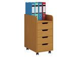 Container VCM "Rollcontainer Bürocontainer Schublade Konal Mini", braun (buche), B:33cm T:40cm, Obermaterial: 100% Holz Wood., Schränke, Container