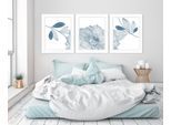 Bild QUEENCE "Anja", blau (farbe rahmen: weiß, farbe bild(er): blau), B:40cm H:50cm, Acrylglas, Holz, Papier, Bilder, Bild, Blumen, gerahmt