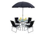 Garten-Essgruppe VCM "6tlg Balkonset Gartenmöbel Stapelstühle Set Maxola", schwarz, B:75cm T:75cm, Obermaterial: 90% Metall MT. 10% Textilmaterial TEXMAT., Sitzmöbel-Sets, Garten-Essgruppe