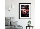 Bild QUEENCE "Helen", rosa (farbe rahmen: schwarz, farbe bild(er): rosa), B:40cm H:50cm, Acrylglas, Holz, Papier, Bilder, Bild, HD Premium Poster-Druck inkl. Holzrahmen