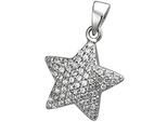 Kettenanhänger JOBO "Anhänger Stern 15,4 mm mit 67 Zirkonia", silber 925, weiß, Schmuckanhänger, Damen, Silber 925 (Sterlingsilber), Kettenanhänger, 925 Silber rhodiniert