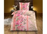 Bettwäsche KINZLER "Carmen", rosa (rose), B/L: 135cm x 200cm, 1 Stk., 1 Stk., Renforcé, B/L: 80cm x 80cm, 2 Stk., Renforcé, Obermaterial: 100% Baumwolle, Bettwäsche, Bettwäsche, aus Baumwoll-Renforcé