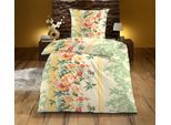 Bettwäsche KINZLER "Carmen", gelb, B/L: 155cm x 220cm, 1 Stk., 1 Stk., Renforcé, B/L: 80cm x 80cm, 2 Stk., Renforcé, Obermaterial: 100% Baumwolle, Bettwäsche, Bettwäsche, aus Baumwoll-Renforcé