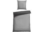 Bettwäsche SCHIESSER "Silva in einem simplen Minimaldessin in angesagter Strickoptik", grau, B/L: 155cm x 220cm, 1 Stk., 1 Stk., Renforcé, B/L:, 2 Stk., Renforcé, Obermaterial: 100% Baumwolle, Bettwäsche, Bettwäsche, MADE IN GREEN by OEKO-TEX