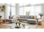 Wohnlandschaft OTTO HOME "Henry, U-Form, Breite 363 cm", beige, B:363cm H:84cm T:235cm, 100% PES, Sofas, Wohnlandschaft, mit Metallbeinen, Wellenunterfederung, wasserabweisender Stoff