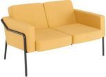 Zweisitzer Sofa meet by Paperflow MEDSO Klassik, gepolstert, Sitzfläche austauschbar, B 1040 x T 515 x H 410 mm, Stoff und Stahl, gelb/mattschwarz